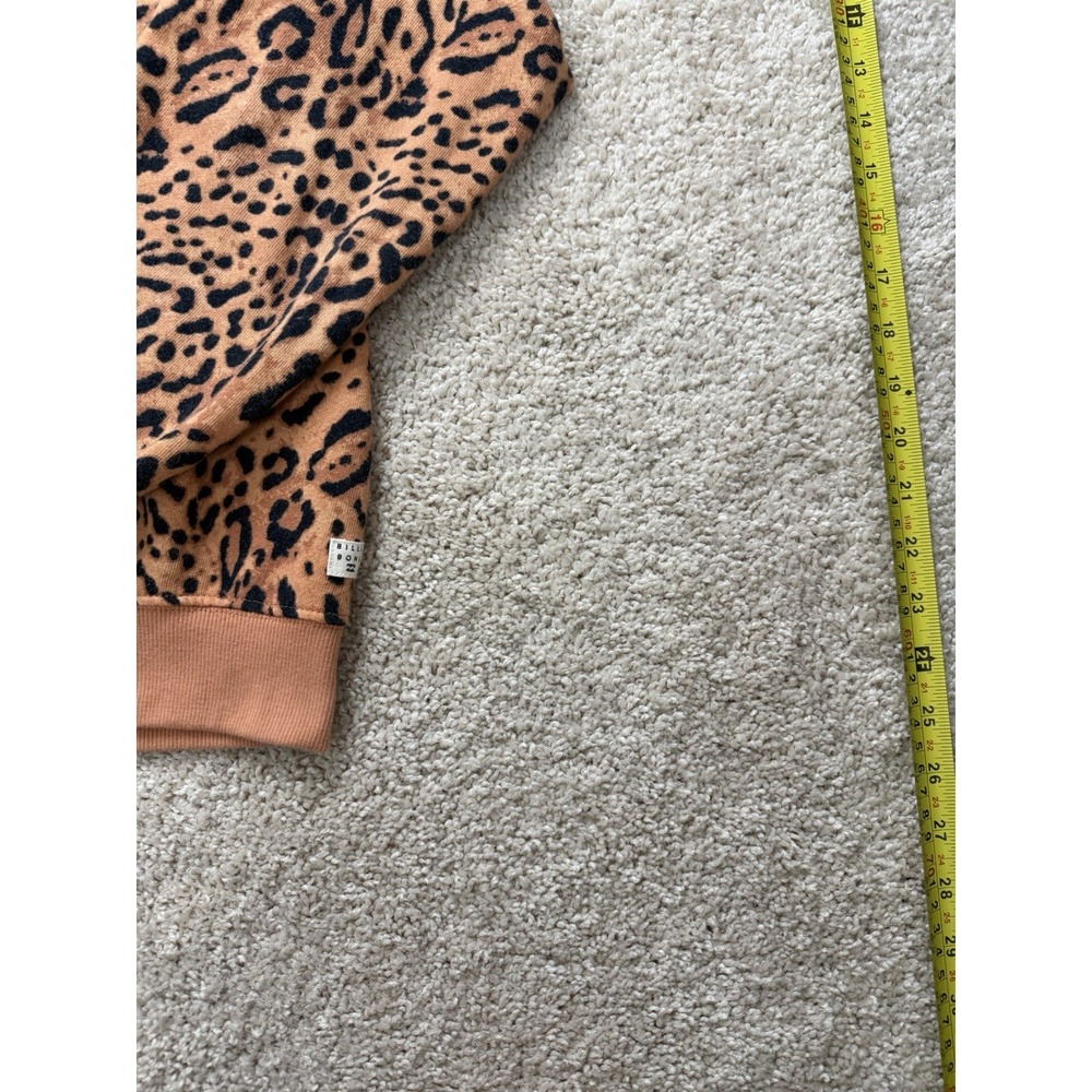 Billabong Sun Shrunk Cheetah‎ Leopard Print Raglan Crewneck Sweatshirt Size Med - Picture 5 of 16